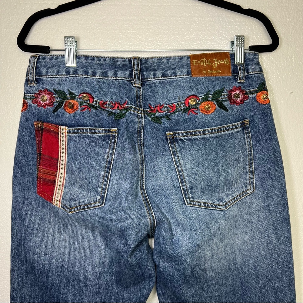 Desigual Embroidered Patchwork Jeans Artistic Boh… - image 3